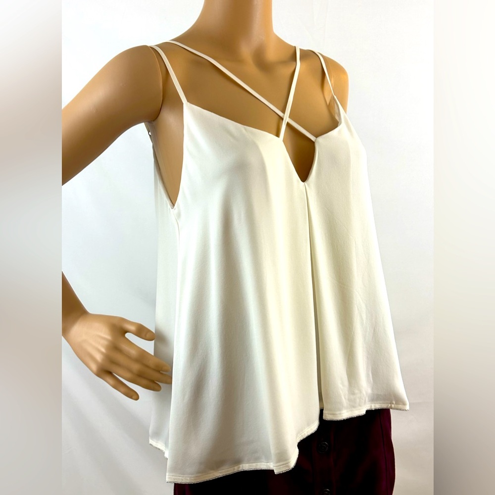 Rebecca Minkoff Cream Strappy High Fashion Sexy Camisole Semisheer Layer…